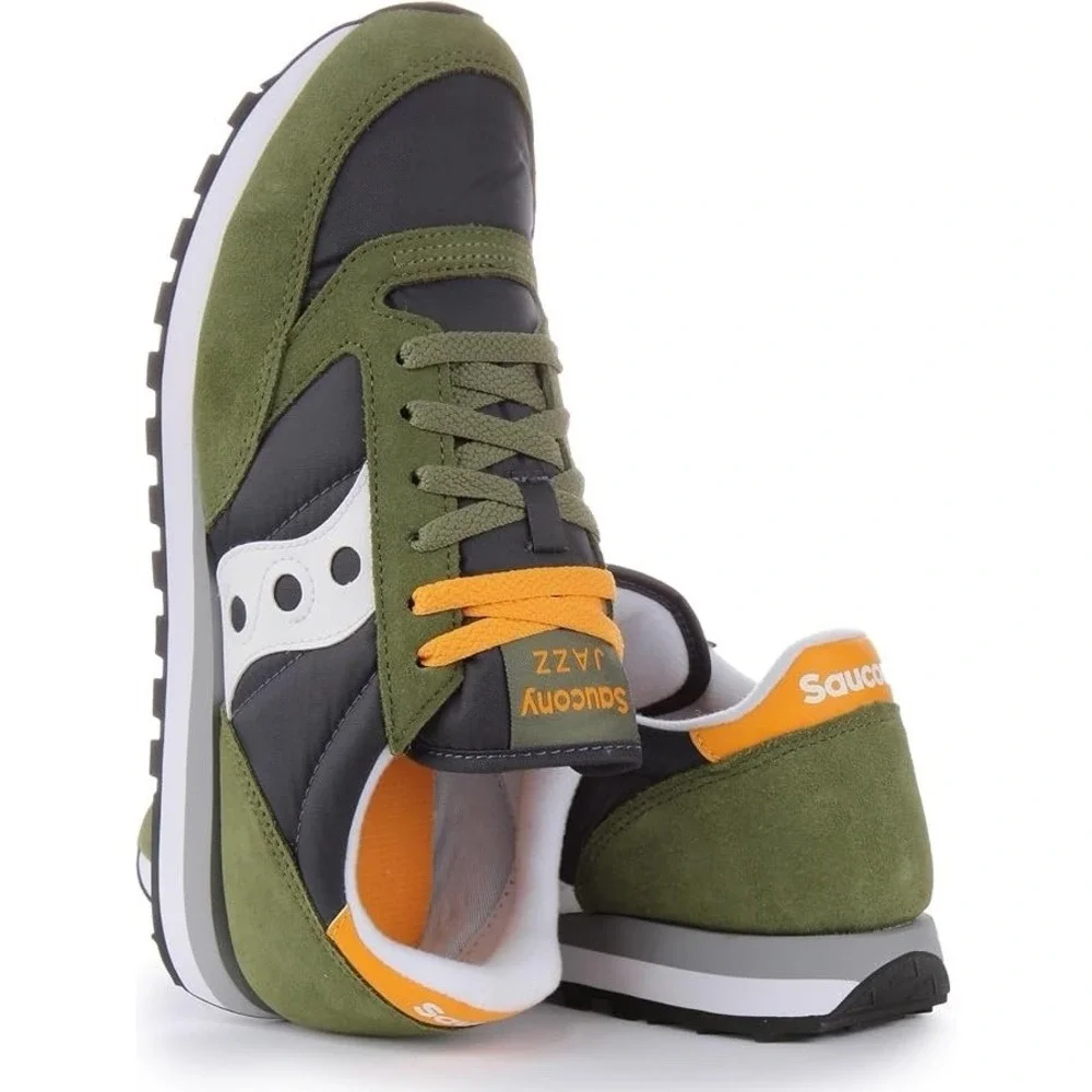 Saucony Jazz Original Running Shoes Mens 9 Olive Green Suede Nylon Sneakers